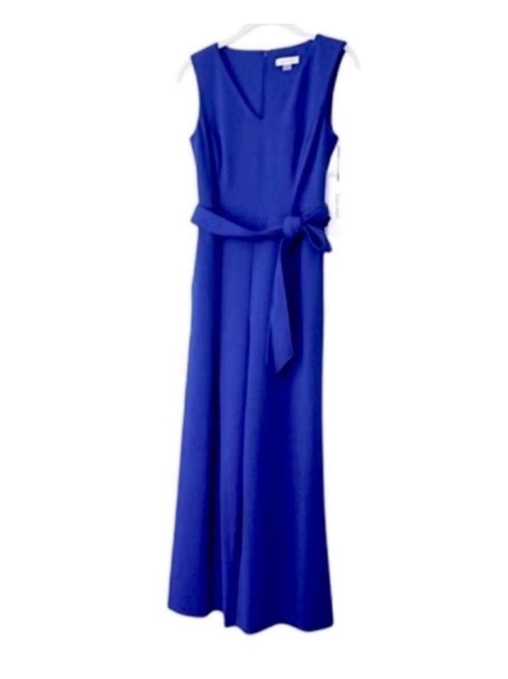 NEW Calvin Klein Sleeveless Jumpsuit Cropped Belted V-neck Pockets Blue Size 2